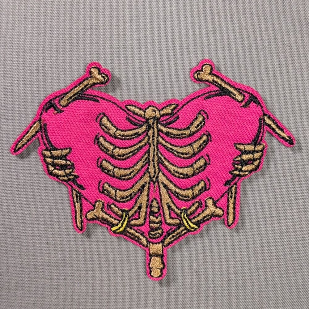 Heart Skeleton Iron On Patch | Gothic Heart Patch